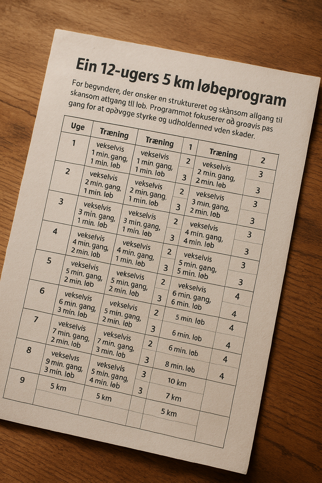 Løbeprogram 5 km på 12 uger til begyndere uden skader